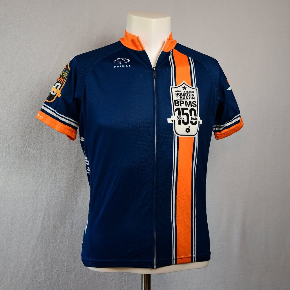 Primal 2 back pocket Blue and Orange Me's Cycling Jersey Size S